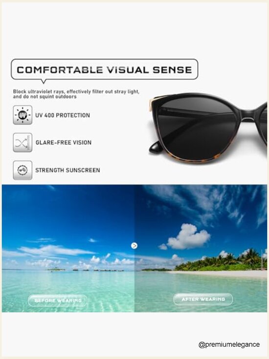 Cat Eye Sunglasses UV400 Protection Trendy Large Frame with Case main image 5